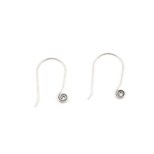 Earring Hooks, Alloy, Spiral, Antique Silver, Alloy, 28mm - BEADED CREATIONS