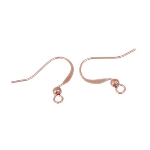 Earring Hooks, Brass, Flat, With Ball, Rose Gold, 19mm - BEADED CREATIONS