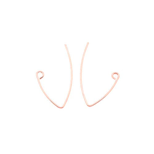 Earring Hooks, Brass, Marquise, With Open Loop, Rose Gold, 29mm - BEADED CREATIONS