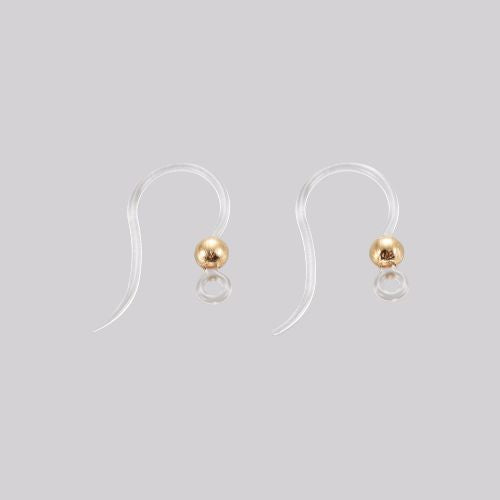 Earring Hooks, Clear, With Golden Stainless Steel Ball, 15.5mm - BEADED CREATIONS