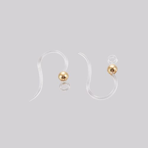 Earring Hooks, Clear, With Golden Stainless Steel Ball, 15.5mm - BEADED CREATIONS