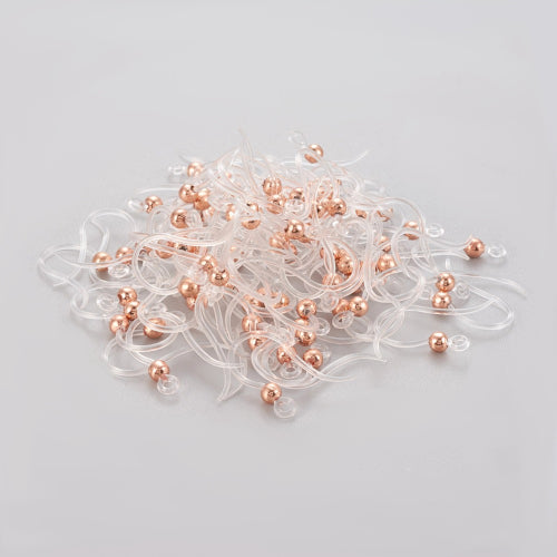 Earring Hooks, Clear, With Rose Gold Stainless Steel Ball, 15.5mm - BEADED CREATIONS