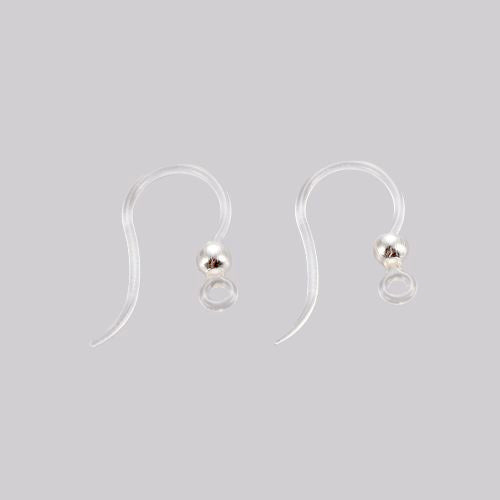 Earring Hooks, Clear, With Silver Plated Stainless Steel Ball, 15.5mm - BEADED CREATIONS