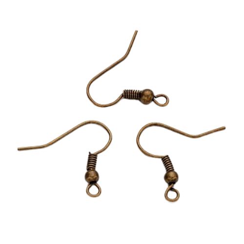 Earring Hooks, Iron, Ball And Coil, Antique Bronze, 17-19mm - BEADED CREATIONS