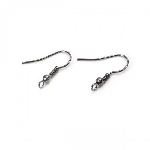 Earring Hooks, Iron, Ball And Coil, Gunmetal Black, 17-19mm - BEADED CREATIONS