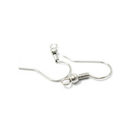 Earring Hooks, Iron, Ball And Coil, Silver Plated, 20mm - BEADED CREATIONS