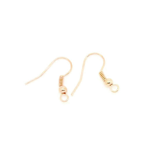 Earring Hooks, Iron, Ear Wires, Ball And Coil, With Horizontal Loop, Light Gold, 19mm - BEADED CREATIONS