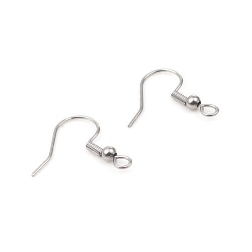 Earring Hooks, Stainless Steel, Ball And Coil, Silver, 21mm - BEADED CREATIONS