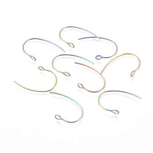 Earring Hooks, Stainless Steel, Clef, Ion Plated, Rainbow, 24mm - BEADED CREATIONS