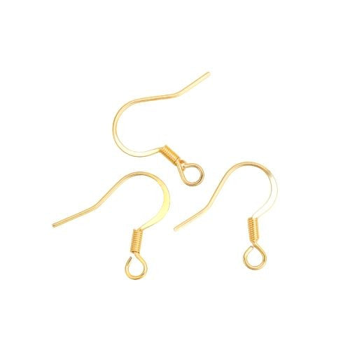 Earring Hooks, Stainless Steel, Flat, Golden, 17mm - BEADED CREATIONS