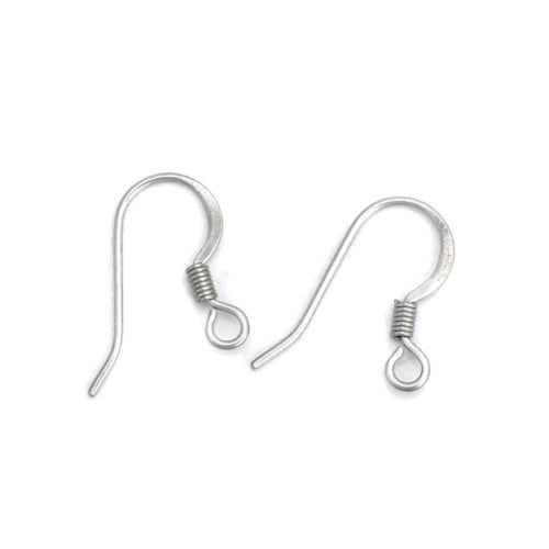 Earring Hooks, Stainless Steel, Flat, Silver, 14mm - BEADED CREATIONS