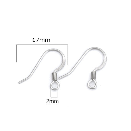 Earring Hooks, Stainless Steel, Flat, Silver, 14mm - BEADED CREATIONS