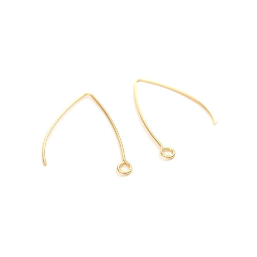 Earring Hooks, Stainless Steel, Marquise, With Open Loop, Golden, 31mm - BEADED CREATIONS