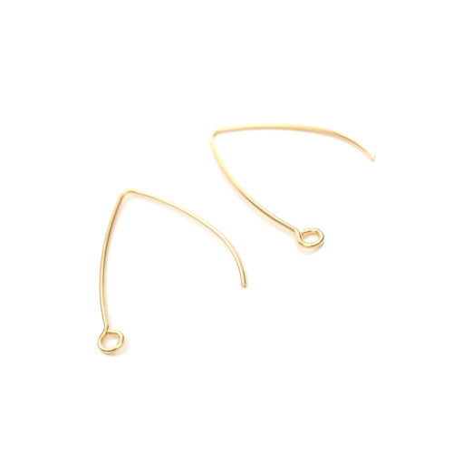 Earring Hooks, Stainless Steel, Marquise, With Open Loop, Golden, 31mm - BEADED CREATIONS