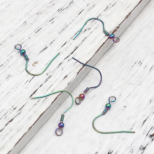 Earring Hooks, Stainless Steel, Rainbow, Ball And Coil, 22mm - BEADED CREATIONS