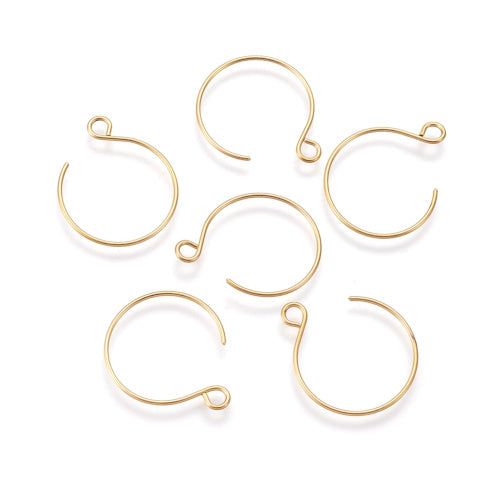 Earring Hooks, Stainless Steel, Round, With Open Loop, Golden, 23-34mm - BEADED CREATIONS