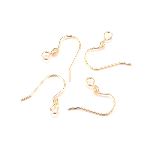 Earring Hooks, Stainless Steel, Spiral, 18K Gold Plated, 17mm - BEADED CREATIONS