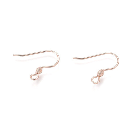 Earring Hooks, Stainless Steel, Spiral, Rose Gold, 17mm - BEADED CREATIONS