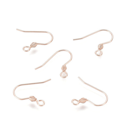 Earring Hooks, Stainless Steel, Spiral, Rose Gold, 17mm - BEADED CREATIONS