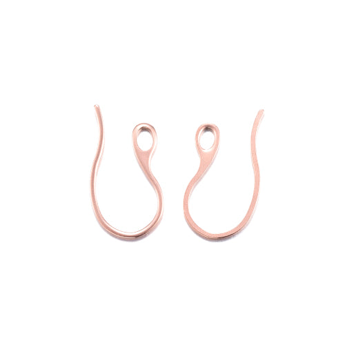 Earring Hooks, Stainless Steel, With Closed Loop, Rose Gold, 22mm - BEADED CREATIONS