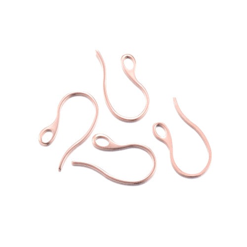 Earring Hooks, Stainless Steel, With Closed Loop, Rose Gold, 22mm - BEADED CREATIONS