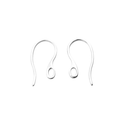 Earring Hooks, Stainless Steel, With Closed Loop, Silver, 22mm