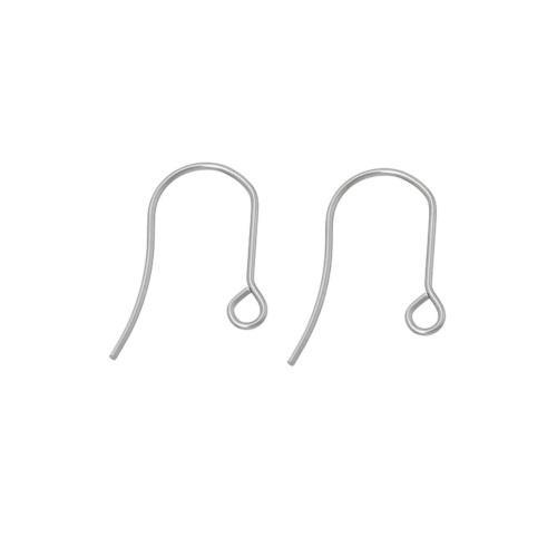 Earring Hooks, Stainless Steel, With Horizontal Loop, Silver, 19mm - BEADED CREATIONS