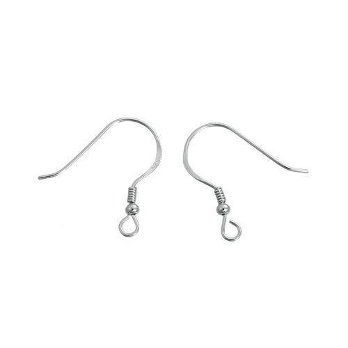 Earring Hooks, Sterling Silver, Flat, Ball And Coil, 18mm - BEADED CREATIONS