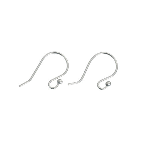 Earring Hooks, Sterling Silver, With Ball End, 17mm - BEADED CREATIONS