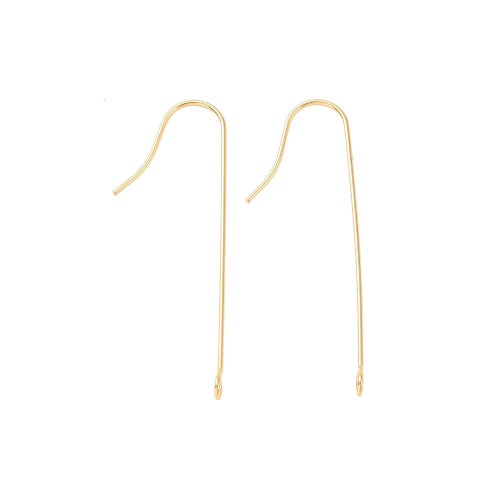 Earring Hooks, Surgical Stainless Steel, Long, With Loop, Golden, 39mm - BEADED CREATIONS