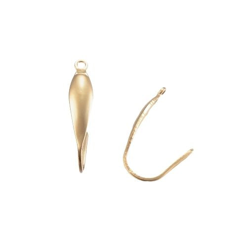 Earring Hooks, Surgical Stainless Steel, Teardrop, 18K Gold Plated, 20mm - BEADED CREATIONS