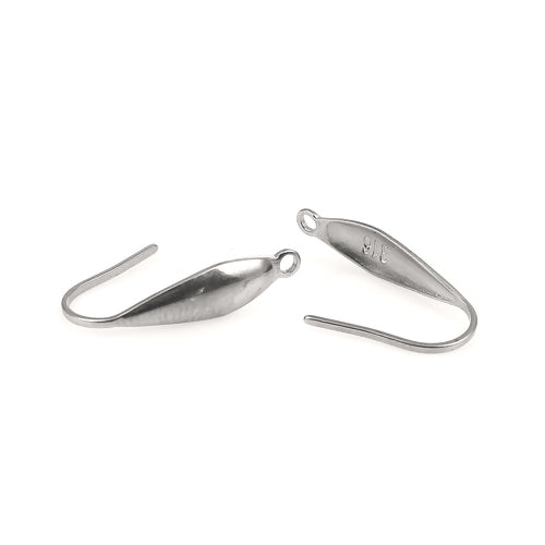 Earring Hooks, Surgical Stainless Steel, Teardrop, Silver, 20mm - BEADED CREATIONS