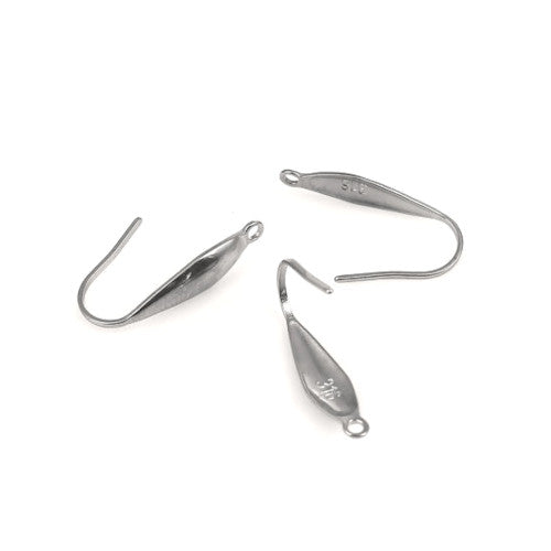 Earring Hooks, Surgical Stainless Steel, Teardrop, Silver, 20mm - BEADED CREATIONS