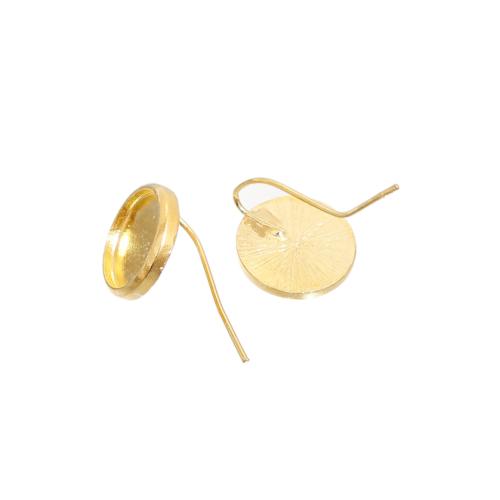 Earring Hooks, With 12mm Round Bezel Cup Settings, Golden, Alloy, 24mm - BEADED CREATIONS