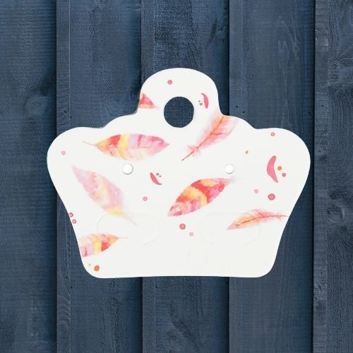 Earring Display Cards, Feathers, Pink, 50x40mm - BEADED CREATIONS