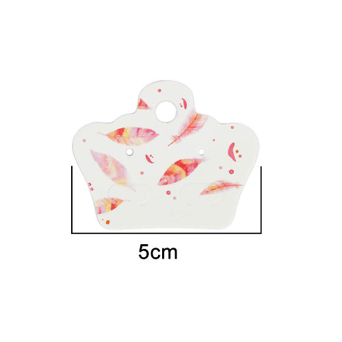 Earring Display Cards, Feathers, Pink, 50x40mm - BEADED CREATIONS