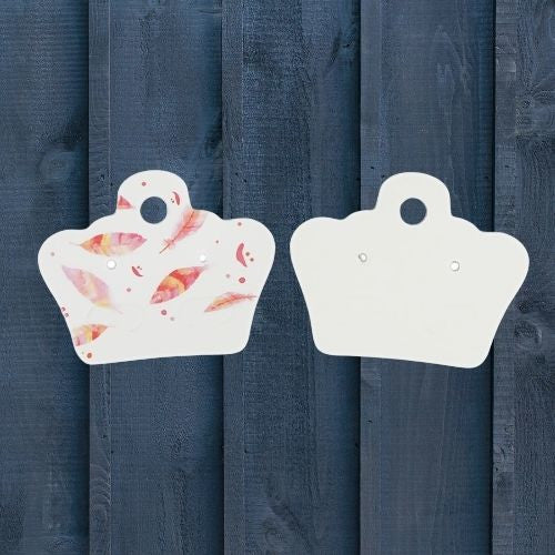 Earring Display Cards, Feathers, Pink, 50x40mm - BEADED CREATIONS