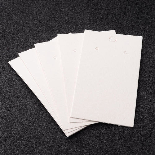 Earring Display Cards, Rectangle, White, 90x50mm - BEADED CREATIONS