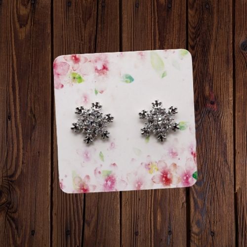 Earring Display Cards, Square, Floral, Pink, 50x50mm - BEADED CREATIONS