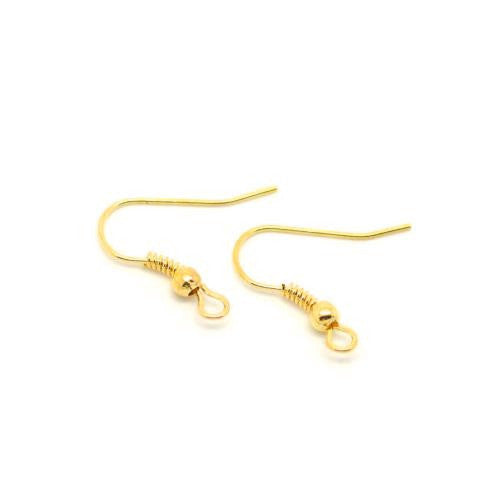 Earring Hooks, Iron, Ball And Coil, Gold Plated, 19mm - BEADED CREATIONS