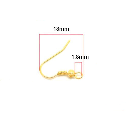Earring Hooks, Iron, Ball And Coil, Gold Plated, 19mm - BEADED CREATIONS