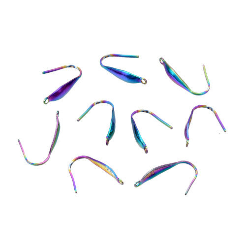 Earring Hooks, Stainless Steel, Teardrop, (IP), Rainbow, 19.5mm - BEADED CREATIONS