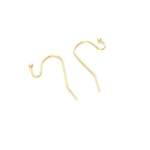 Earring Hooks, Stainless Steel, With Ball End, Gold Plated, 20mm - BEADED CREATIONS