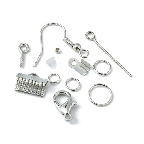 Earring Making Kit, With Findings, Silver, 986Pcs - BEADED CREATIONS