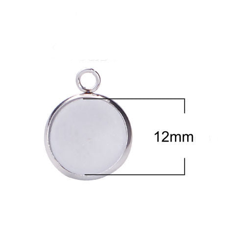 Earring Posts, Stainless Steel, Bezel, With Closed Loop, Silver, 14mm - BEADED CREATIONS