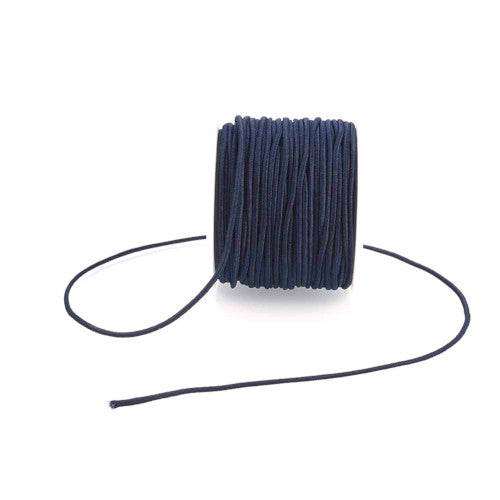 Elastic Cord, Latex Core, Navy Blue, Polyester, 1.5mm - BEADED CREATIONS
