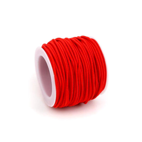 Elastic Cord, Latex Core, Red, Polyester, 1.5mm - BEADED CREATIONS