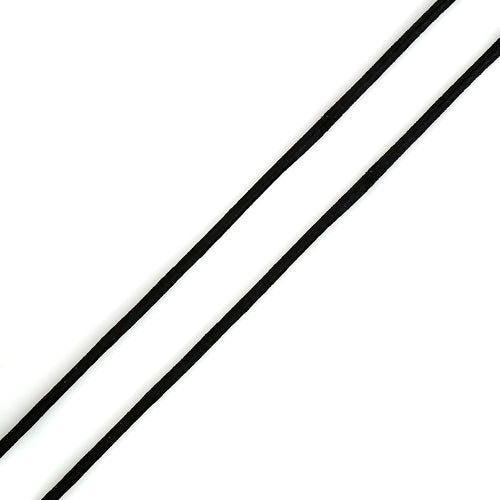 Elastic Cord, Latex Core, Round, Black, Polyester, 1.5mm - BEADED CREATIONS