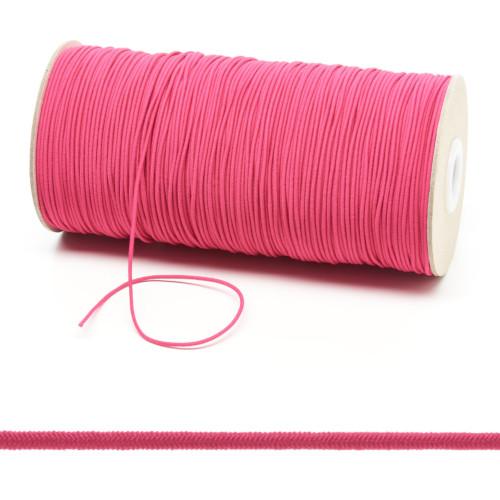 Elastic Cord, Latex Core, Round, Cerise Pink, Polyester, 1.5mm - BEADED CREATIONS