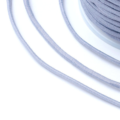 Elastic Cord, Latex Core, Round, Silver, Polyester, 2mm - BEADED CREATIONS